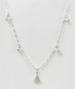 Chocker Nossa Senhora com 4 Corações Zirconias Brancas
