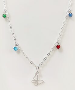 Chocker Borboleta Vazada com Zirconias Coloridas