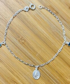 Pulseira Nossa Senhora Aparecida Oval com Zircônia Azul