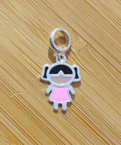 Berloque Menina Vestido Rosa com Resina