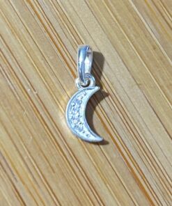 Pingente Lua Cravejada com Prata em Volta
