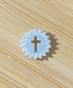 Pingente Redondo Cravejado Cruz Transpassado