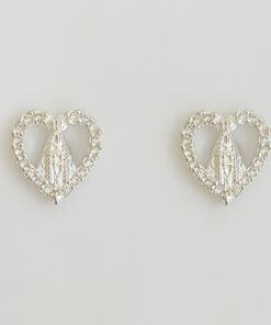 Brinco Coração Nossa Senhora Aro Cravejado