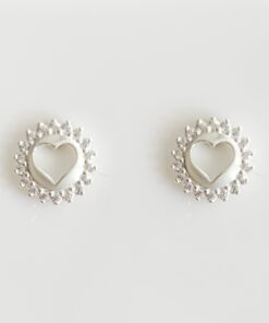 Brinco Redondo Coração Aro Cravejado