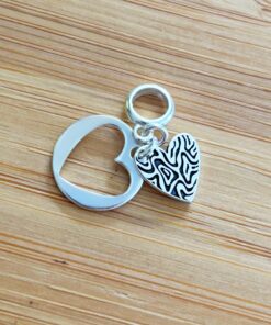 Berloque Coração Vazado Estampa de Zebra