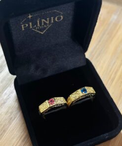 Alternative view of Anel de Formatura Feminino Folheado a Ouro Regulável ABC - Primeiro Ano