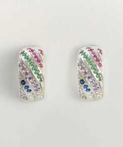 Argola com Tarraxa Grossa Zircônias Coloridas