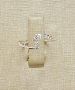 Anel Cruz Cravejada Aro Estilizado