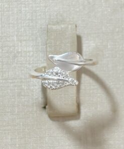 Anel Duas Folhas Cravejado