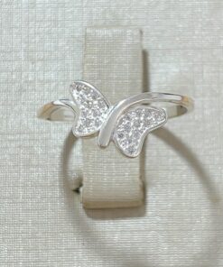 Anel Borboleta Cravejada Aro Estilizado