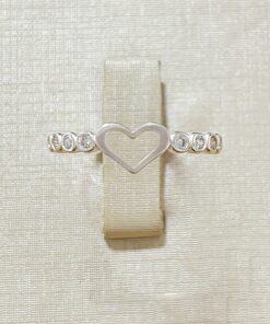 Anel Coração Vazado com 8 Zircônias