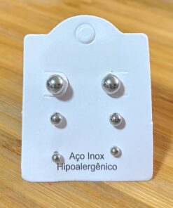 Trio Bolinha 6mm, 4mm e 3mm Aço Inox