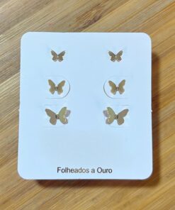 Trio Borboletas Folheado Ouro 18k