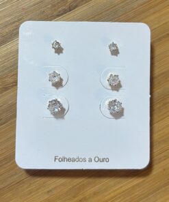 Trio Redondo Zircônia Folheado Ouro 18k