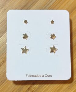 Trio Estrelas Folheado Ouro 18k