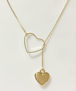 Gravata Corações Folheado Ouro 18k