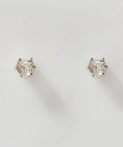 Brinco Coração Zircônia Tarraxa Baby Folheado Ouro 18k