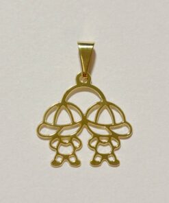 Pingente Menino e Menino Vazado Folheada Ouro 18k