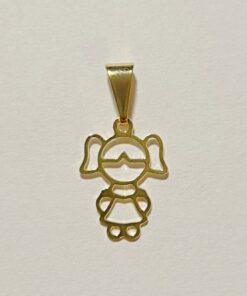 Pingente Menina Vazada Folheada Ouro 18k