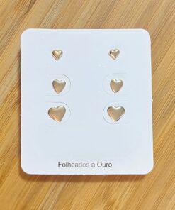 Trio Coração Liso Folheado Ouro 18k