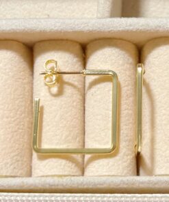 Argola Quadrada 1,8cm com Tarraxa Folheada Ouro 18k