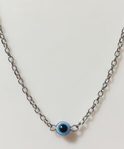 Gargantilha Olho Grego Azul Escuro Aço Inox